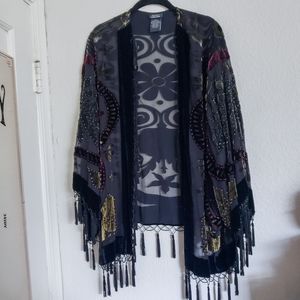 Burnout fabric kimono